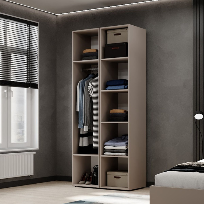 2-door wardrobe with hanging rail and shelves Averon №13 80x220x50 cm Cashmere