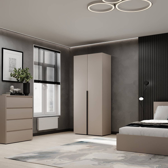 2-door wardrobe with hanging rail and shelves Averon №13 80x220x50 cm Cashmere