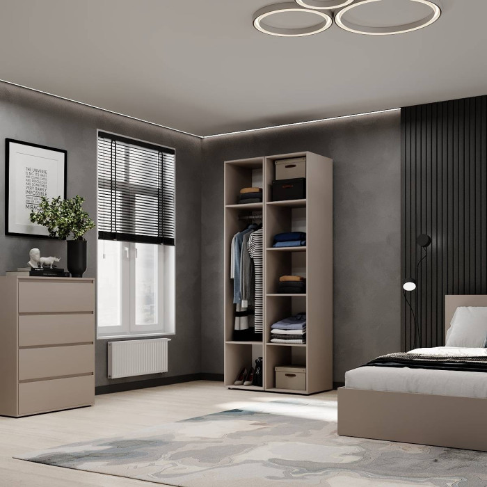 2-door wardrobe with hanging rail and shelves Averon №13 80x220x50 cm Cashmere