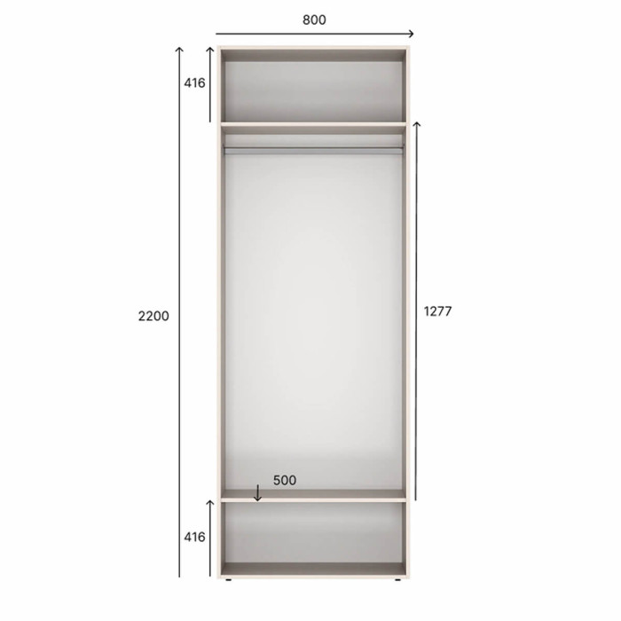 2-door wardrobe with clothes rail Averon №21 80x220x50 cm Cashmere