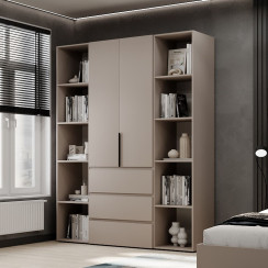 2-door wardrobe with 3 drawers and 10 shelves Averon №9 160x220x50 cm Cashmere