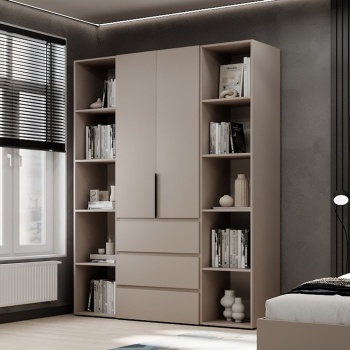 2-door wardrobe with 3 drawers and 10 shelves Averon №9 160x220x50 cm Cashmere