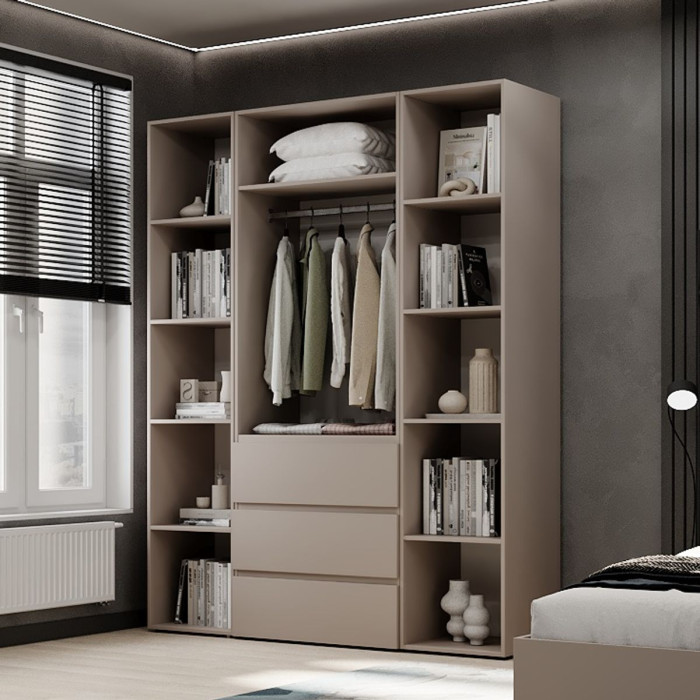 2-door wardrobe with 3 drawers and 10 shelves Averon №9 160x220x50 cm Cashmere