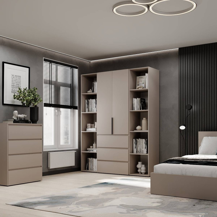 2-door wardrobe with 3 drawers and 10 shelves Averon №9 160x220x50 cm Cashmere
