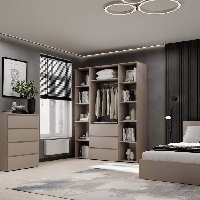 2-door wardrobe with 3 drawers and 10 shelves Averon №9 160x220x50 cm Cashmere