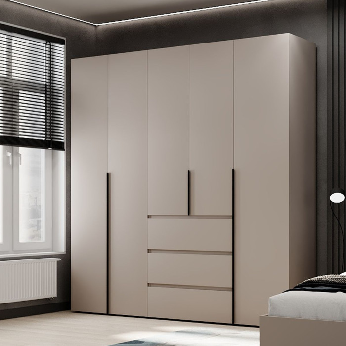 5-door wardrobe with 3 drawers Averon №4 200x220x50 cm Cashmere