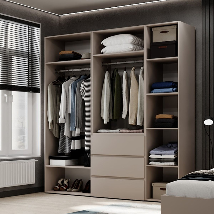 5-door wardrobe with 3 drawers Averon №4 200x220x50 cm Cashmere