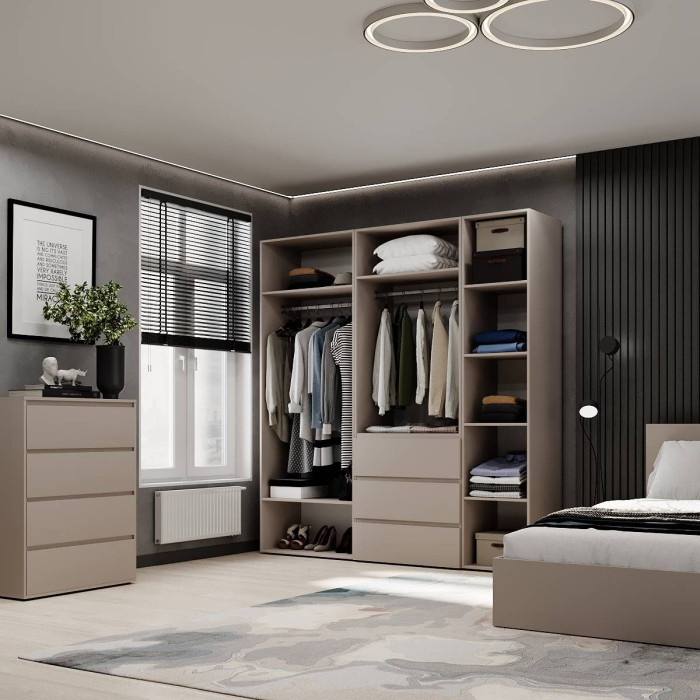5-door wardrobe with 3 drawers Averon №4 200x220x50 cm Cashmere