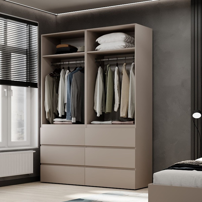 4-door wardrobe with 6 drawers Averon №10 160x220x50 cm Cashmere