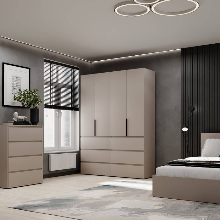 4-door wardrobe with 6 drawers Averon №10 160x220x50 cm Cashmere