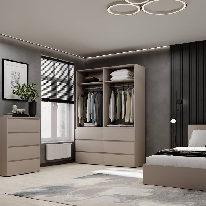 4-door wardrobe with 6 drawers Averon №10 160x220x50 cm Cashmere