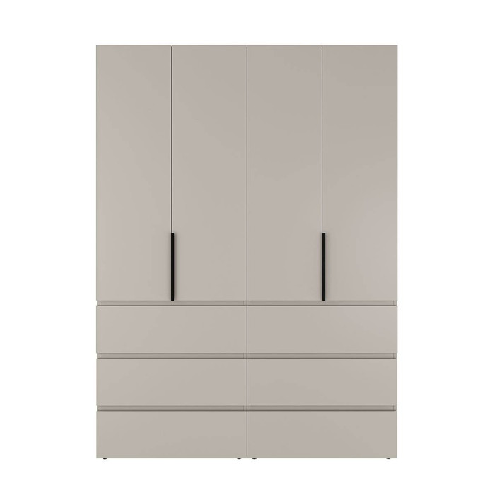4-door wardrobe with 6 drawers Averon №10 160x220x50 cm Cashmere