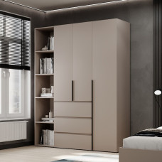 3-door wardrobe with 3 drawers and 5 shelves Averon №8 160x220x50 cm Cashmere