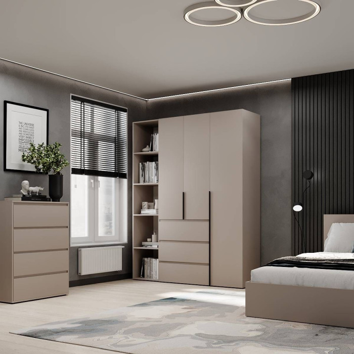 3-door wardrobe with 3 drawers and 5 shelves Averon №8 160x220x50 cm Cashmere