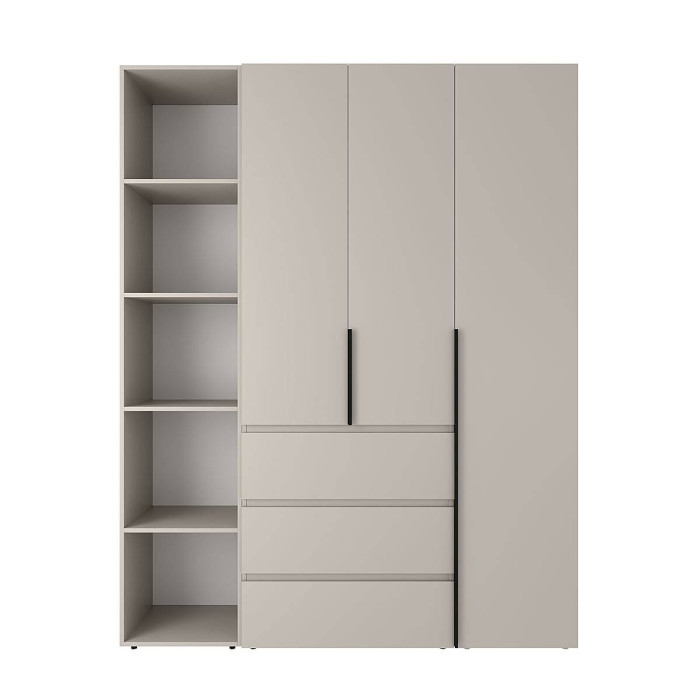 3-door wardrobe with 3 drawers and 5 shelves Averon №8 160x220x50 cm Cashmere