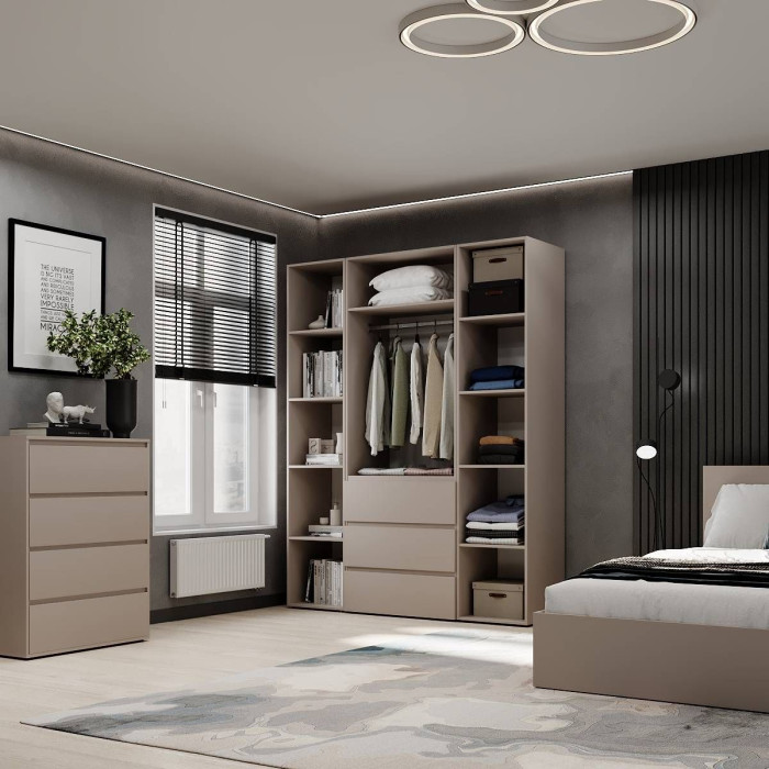 3-door wardrobe with 3 drawers and 5 shelves Averon №8 160x220x50 cm Cashmere