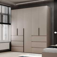 5-door wardrobe with 6 drawers Averon №3 200x220x50 cm Cashmere