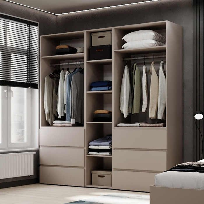 5-door wardrobe with 6 drawers Averon №3 200x220x50 cm Cashmere