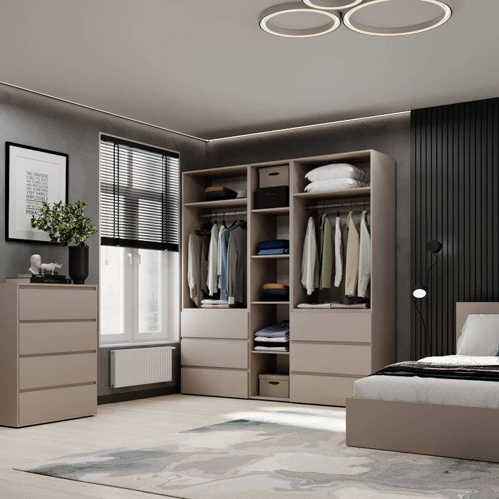 5-door wardrobe with 6 drawers Averon №3 200x220x50 cm Cashmere