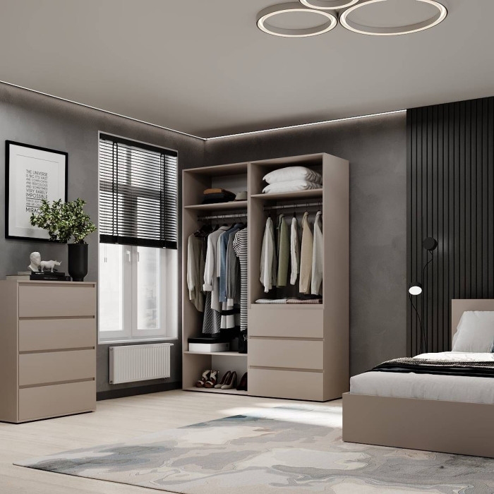 4-door wardrobe with 3 drawers Averon №5 160x220x50 cm Cashmere