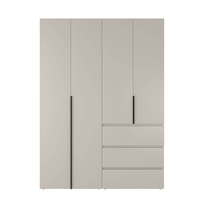 4-door wardrobe with 3 drawers Averon №5 160x220x50 cm Cashmere
