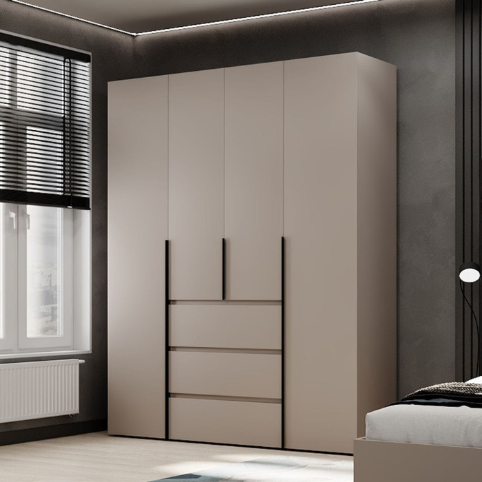 4-door wardrobe with 3 drawers Averon №1 160x220x50 cm Cashmere