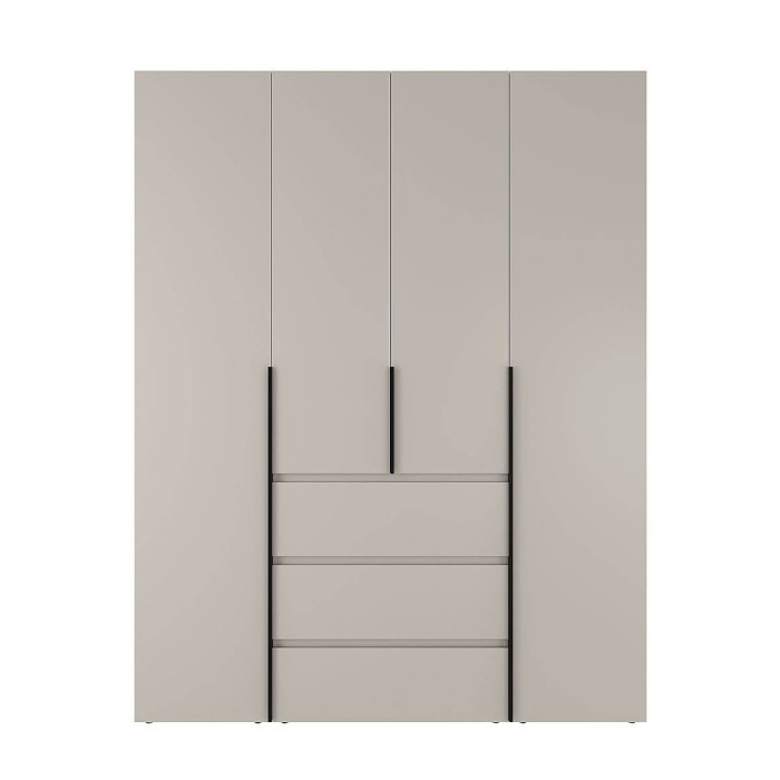 4-door wardrobe with 3 drawers Averon №1 160x220x50 cm Cashmere