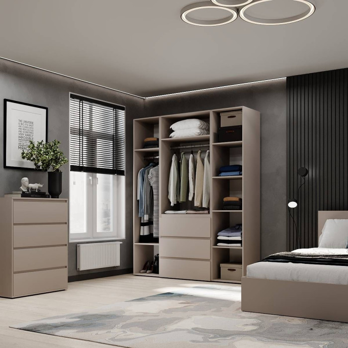 4-door wardrobe with 3 drawers Averon №1 160x220x50 cm Cashmere