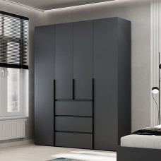 4-door wardrobe with 3 drawers Averon №1 160x220x50 cm Graphite