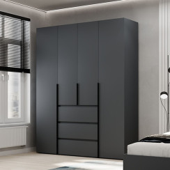 4-door wardrobe with 3 drawers Averon №1 160x220x50 cm Graphite
