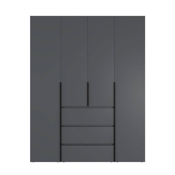 4-door wardrobe with 3 drawers Averon №1 160x220x50 cm Graphite