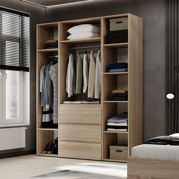 4-door wardrobe with 3 drawers Averon №1 160x220x50 cm Sonoma Oak