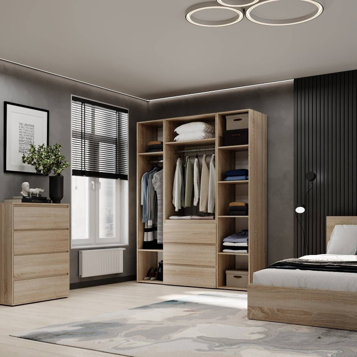 4-door wardrobe with 3 drawers Averon №1 160x220x50 cm Sonoma Oak