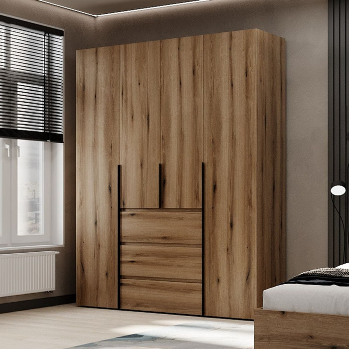 4-door wardrobe with 3 drawers Averon №1 160x220x50 cm Oak Evoke Coast