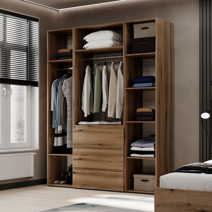 4-door wardrobe with 3 drawers Averon №1 160x220x50 cm Oak Evoke Coast