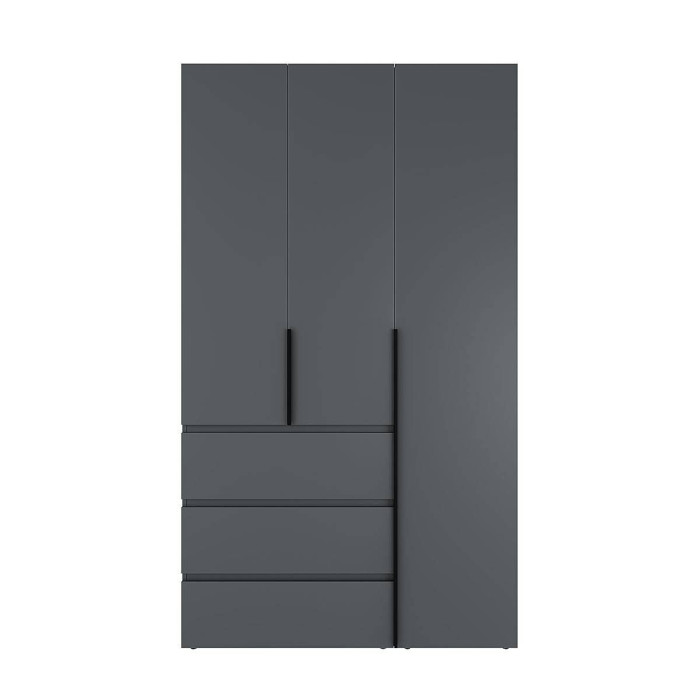 3-door wardrobe with 3 drawers Averon №2 120x220x50 cm Graphite