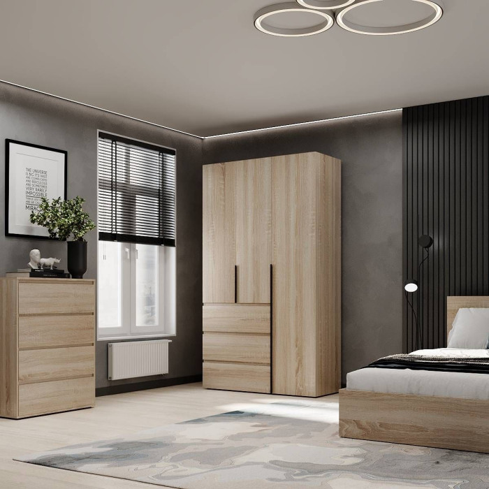 3-door wardrobe with 3 drawers Averon №2 120x220x50 cm Sonoma Oak