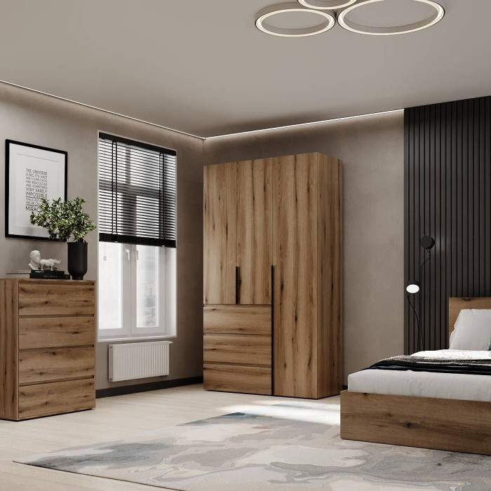3-door wardrobe with 3 drawers Averon №2 120x220x50 cm Oak Evoke Coast