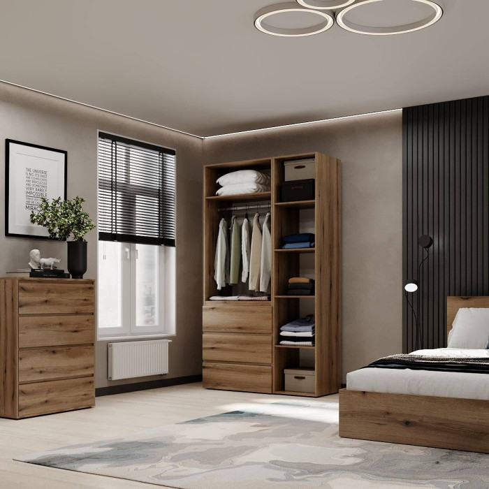 3-door wardrobe with 3 drawers Averon №2 120x220x50 cm Oak Evoke Coast