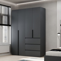 4-door wardrobe with 3 drawers Averon №5 160x220x50 cm Graphite