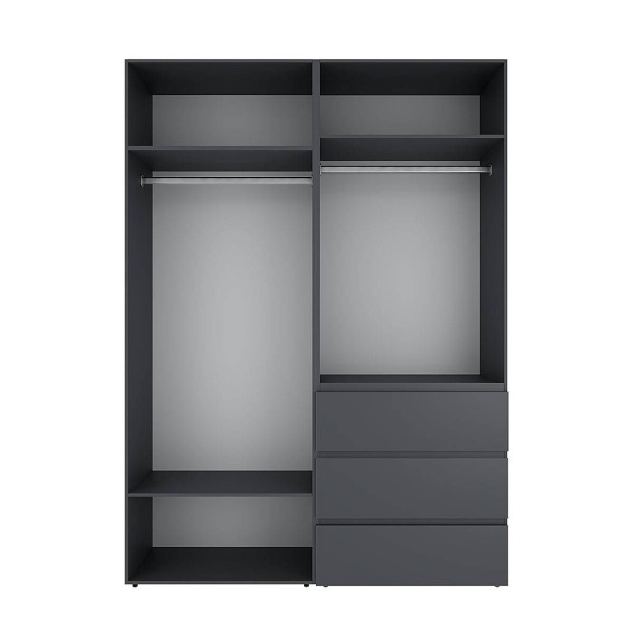 4-door wardrobe with 3 drawers Averon №5 160x220x50 cm Graphite