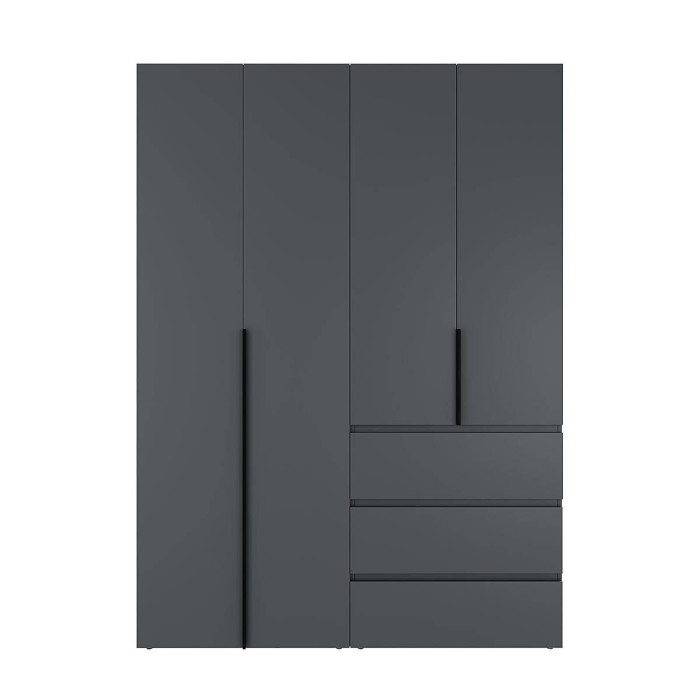 4-door wardrobe with 3 drawers Averon №5 160x220x50 cm Graphite