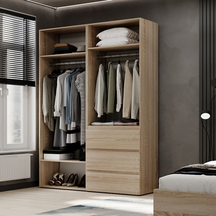 4-door wardrobe with 3 drawers Averon №5 160x220x50 cm Sonoma Oak