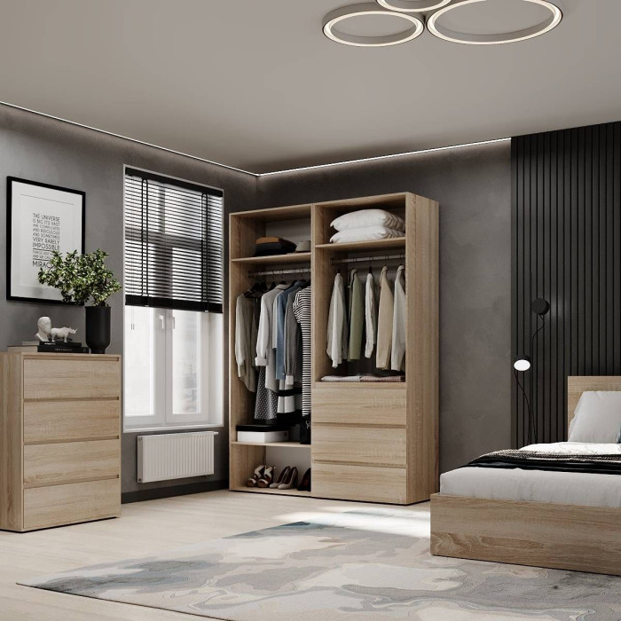 4-door wardrobe with 3 drawers Averon №5 160x220x50 cm Sonoma Oak