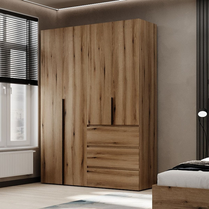 4-door wardrobe with 3 drawers Averon №5 160x220x50 cm Oak Evoke Coast