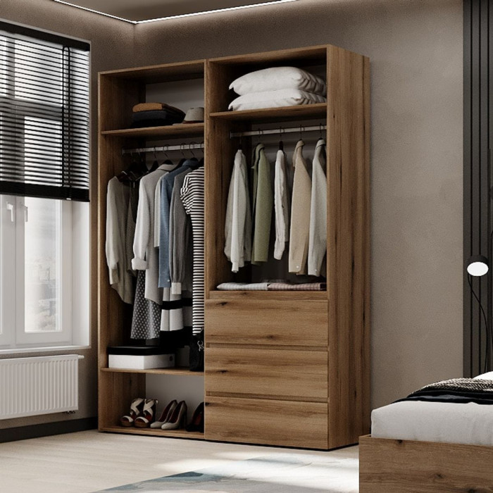 4-door wardrobe with 3 drawers Averon №5 160x220x50 cm Oak Evoke Coast