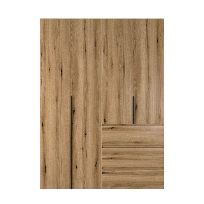 4-door wardrobe with 3 drawers Averon №5 160x220x50 cm Oak Evoke Coast