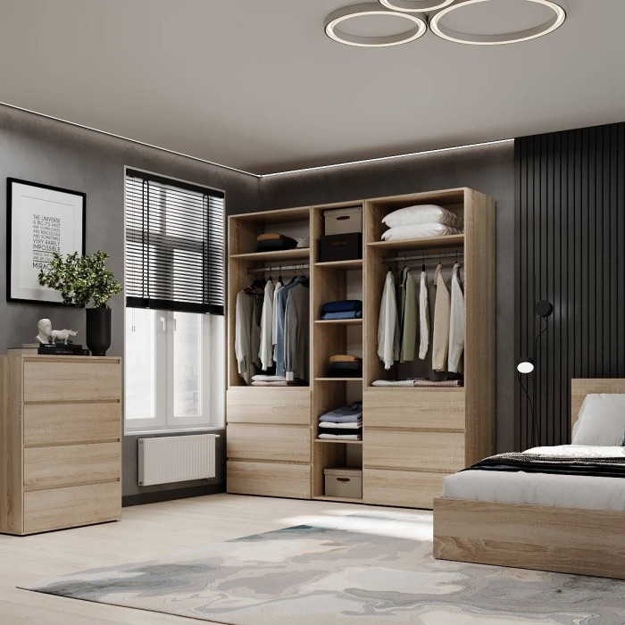 5-door wardrobe with 6 drawers Averon №3 200x220x50 cm Sonoma Oak