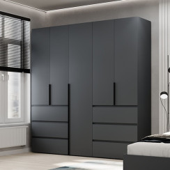 5-door wardrobe with 6 drawers Averon №3 200x220x50 cm Graphite