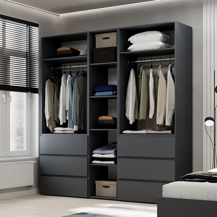 5-door wardrobe with 6 drawers Averon №3 200x220x50 cm Graphite